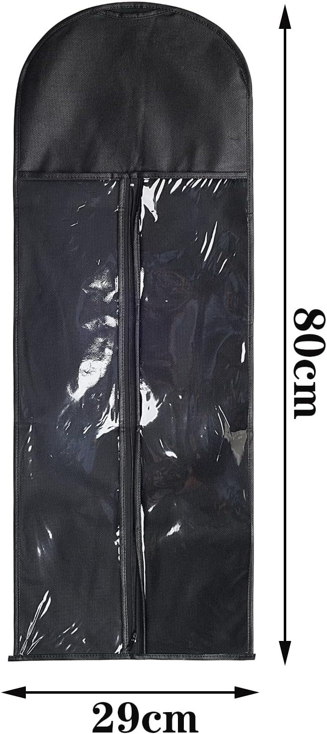 10 Packs 31.5in Extra Long Hair Extensions Storage Bag Folding Wig Bags Dust Proof Wigs Carrier Bags with Strong Durable Zipper for Home Salon Organizer (Black)