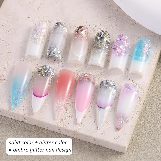 Poly Nail Gel Kit with UV Light 12 Colors Clear Nude Pink Iridescent Glitter Extension Gel Builder Gel Starter Kit Base Top Coat Set Slip Solution Nail Gel Kit for Beginners with Everything