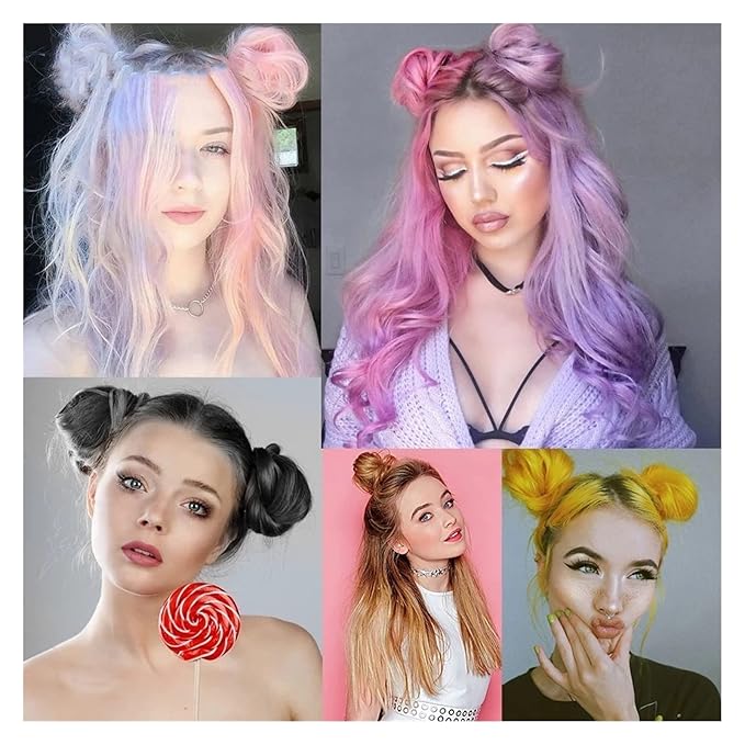SONGCHAO Fake Hair Bun 2 Pack Cat Ears Hair Bun Synthetic Donut Bun Claw Clip Messy Bun Ponytail Hair Extension Wig Women Hair Accessories Hair Accessories (Color : E)