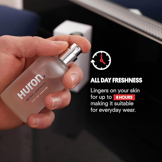 Huron Men?™s Cologne - Eau de Parfum for Everyday Wear - Clean Aromatic Notes of Mandarin Cardamom Blue Sage Lavender &amp Ocean Air - Long Lasting - Safe Clean Ingredients - 1.7 Fl. Oz.