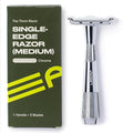 Leaf Shave | Leaf Thorn Razor All-Metal Single Blade Razor for Men &amp Women Fixed Head with Magnetic Load Assist Includes 5 Stainless Steel Blades Face Shaving and Coarser Hair - Chrome