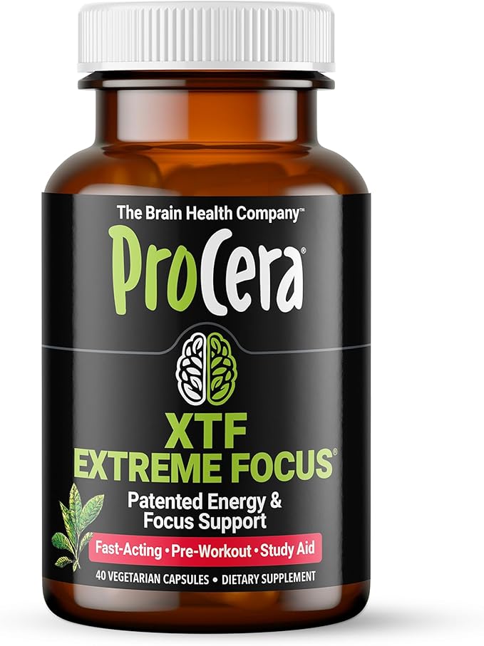 Procera XTF - Perfect Study Aid - Immediate Results - Improved Focus &amp Memory Retention - Increased Oxygen &amp Blood Flow - Mental Clarity - Energy Boost - Slow Cognitive Decline - 40 Count