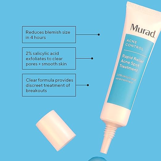 Murad Rapid Relief Acne Spot Treatment - Fast-Acting Blemish Spot Treatment with 2% Salicylic Acid Pine &amp Thyme Complex Horse Chestnut and Oat - Clear Gel Treats Acne &amp Soothes Skin Fast