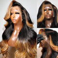 200% Density 13x6 Lace Front Wigs Human Hair Pre Plucked Body Wave HD Transparent Ombre Lace Front Wigs With Baby Hairs Glueless Wigs 13x6 Blonde Colored Human Hair Wig For Women 32 Inch