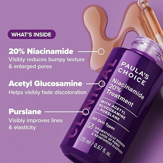 Paula's Choice CLINICAL 20% Niacinamide Vitamin B3 Concentrated Face Serum Anti-Aging Serum for Face Treatment for Discoloration &amp Minimizing Large Pores Fragrance-Free 0.67oz