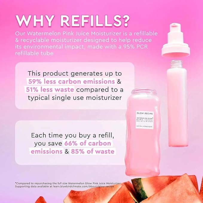 Glow Recipe Refill Pink Juice Water Gel Face Moisturizer for Women Men &amp Teens - Hydrating Hyaluronic Acid Radiance Boosting Non-Comedogenic Oil-Free Lasting Korean Skin Care for Oily Skin 6
