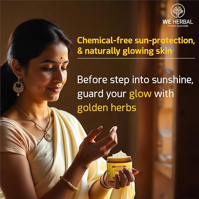 Kumkumadi Sunscreen | Ayurvedic Sun Shield with Saffron Aloe Vera &amp Licorice | Sun Protection Without White Cast | Non-Greasy No Chemicals or Fragrance | 100ml