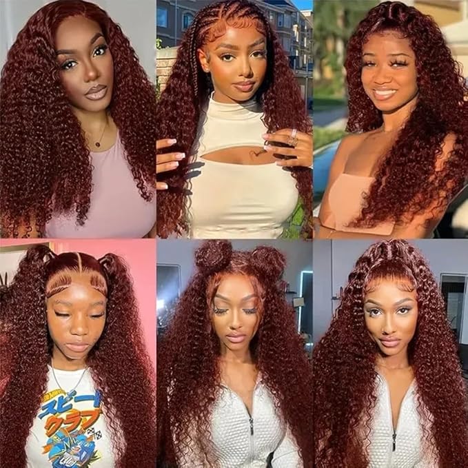 Color #33 Reddish Brown Bundles Human Hair Deep Wave 3 Bundles 14 14 14 Inch Unprocessed Brazilian Virgin Remy Copper Red Deep Curly Bundle Human Hair Extensions