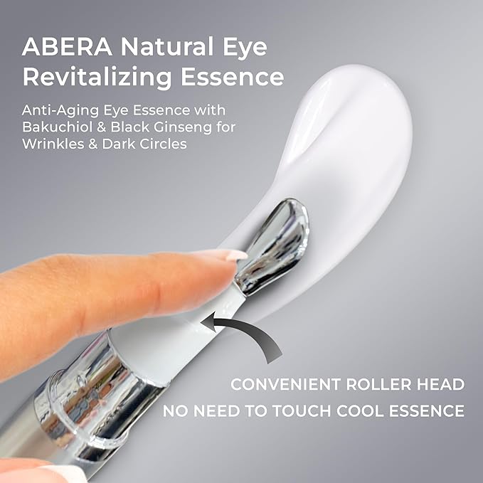 Abera Eye Roller &amp Essence for Men ? Day &amp Night Treatment for Puffy Eyes &amp Dark Circles ? Under Eye Bags Treatment with Cooling Mint Roller + Anti-Aging Serum