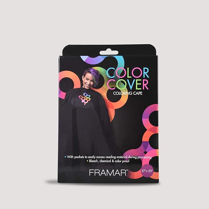 FRAMAR Color Cover Salon Cape ? Hair Cape with Snap Closure and Rubberized Chest For Hair Dye Hair Color Cosmetology Supplies and Hair Coloring