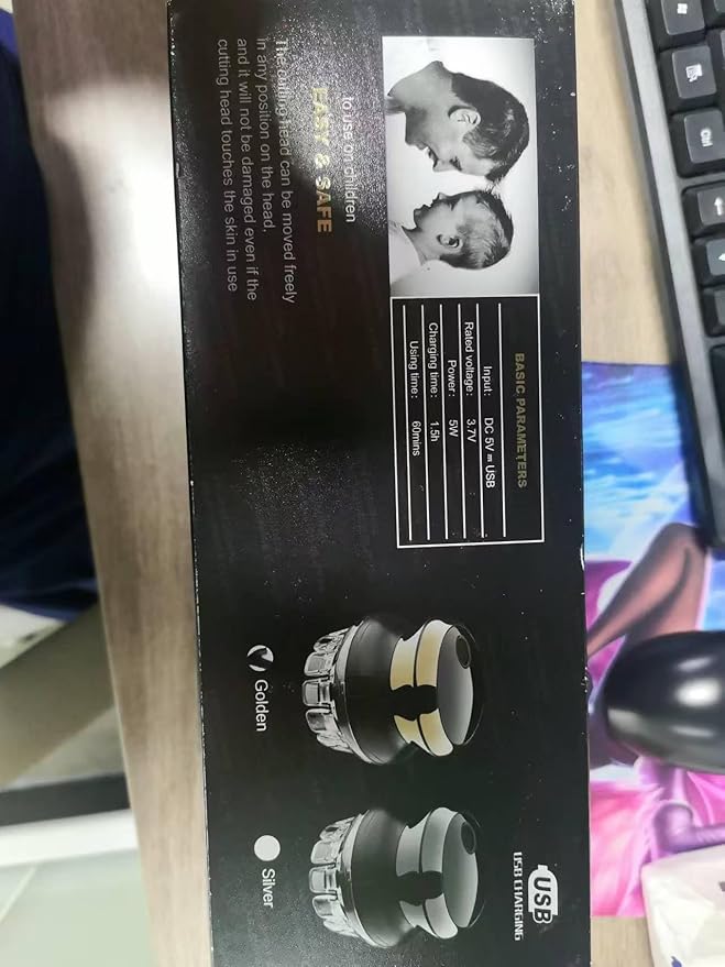KEMEI Professional Hair Clippers for Men Automatic Circular Hair Trimmer Cordless Self-Haircut Kit with LED Display KM-887 Silvery