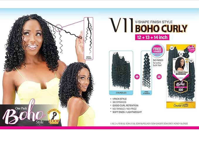 Royal Zury Crochet Briad V-shape Finish Style V11 Boho Curly (12+13+14) (Honey Blonde)