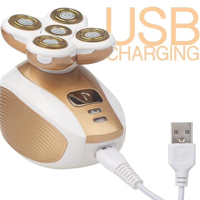 Electric Shaver for Women Painless 5 Blade Hair Remover Razor Cordless Trimmer for Female Face Underarms and Legs - Rose Gold