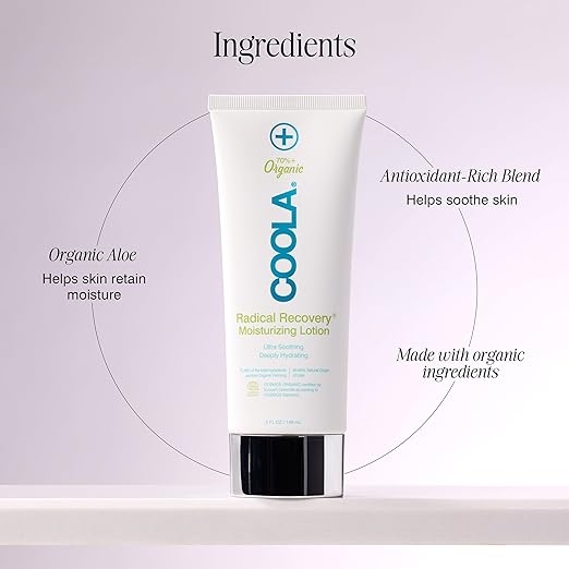 COOLA Organic Radical Recovery After Sun Body Lotion Includes Aloe Vera Agave and Lavender Oil for Sunburn Relief 5 Fl Oz