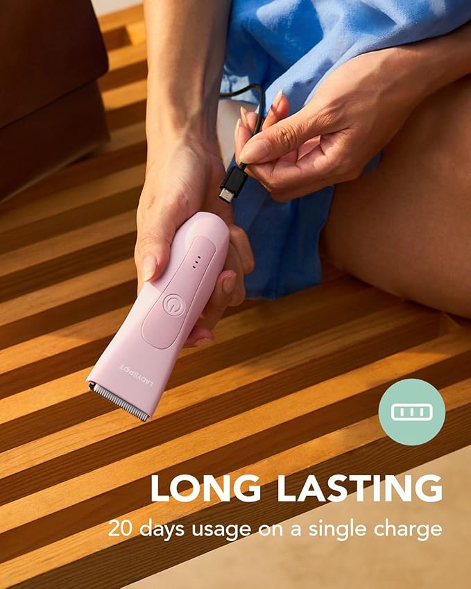 MANSPOT LADYSPOT??Hair Finishing Trimmers with 3 Guard and Replaceable Ceramic Blade Heads LADYSPOT??Hair Shaver Kit Sets (Women-Pink-Version)