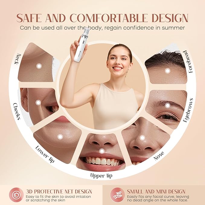Epilator for Women 2-in-1 Facial Hair Removal Epilator Painless Designed Hair Remover with Built-in LED Light for Precision Smooth Glide Hair Remover for Women Face Lips Chin Peach Fuzz