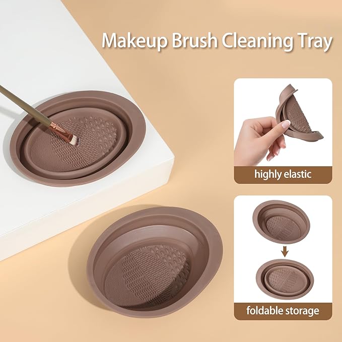 Makeup Brush Set for Foundation Concealer Eyeshadow and Travel Include Make Up Brush Sponge 56PCS Brown