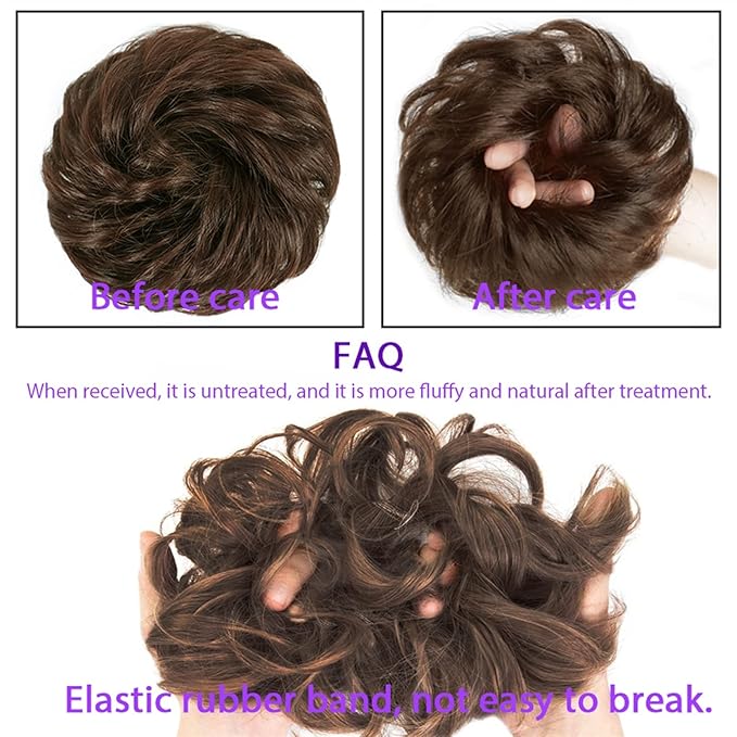 FRANCES Fake Hair Bun Synthetic Bun Donut Bun Ponytail Hair Extensions Messy Blonde Curls with Elastic Rubber Band Wig Hair Bun for Women Hair Accessories (Color : 613)