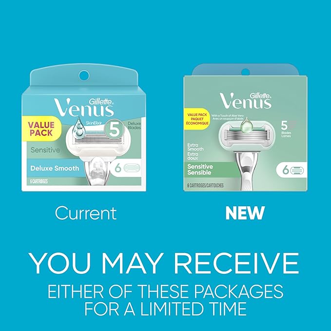 Gillette Venus Extra Smooth Sensitive Womens Razor Blade Refills 6 Count Designed for Women with Sensitive Skin Holiday Gifts for Women