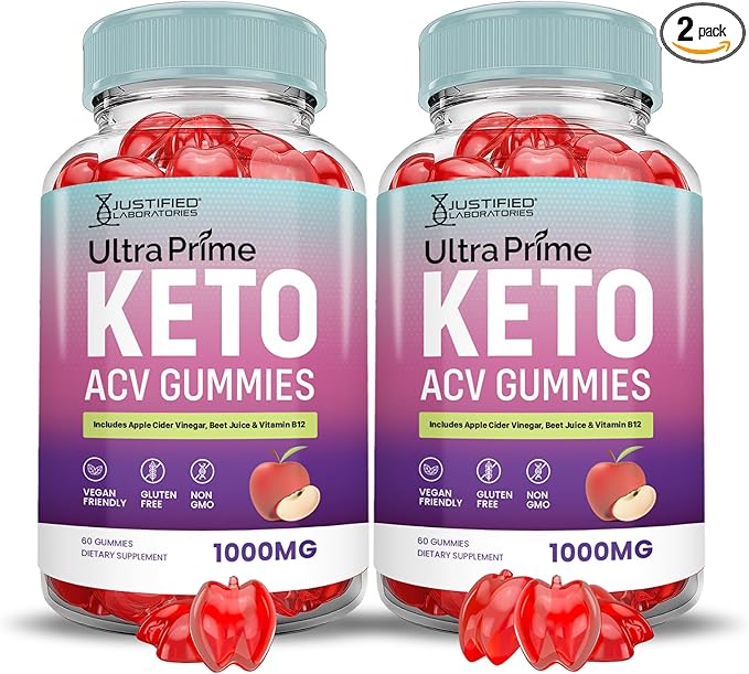 (2 Pack) Ultra Prime Keto ACV Gummies Advanced Formula 1000MG UltraPrime Keto Gummies Apple Cider Vinegar Formulated with Pomegranate Beet Juice Powder B12 Vegan Non GMO 120 Gummys
