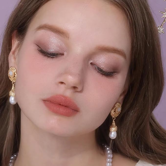 Flower Knows Little Angel 9-Color Eyeshadow PalettePink Beige Makeup Palette with 6 Matte + 3 Shimmer ShadesBlendable Smooth Cute Eye Makeup0.37 Oz(01 Eden's Angel)