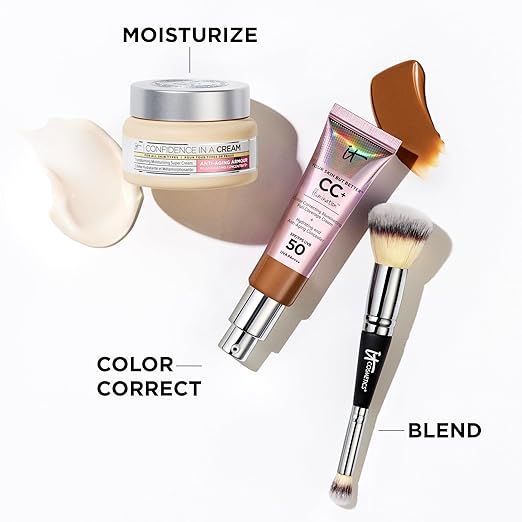 IT Cosmetics CC+ Cream Illumination - Radiant Full Coverage Foundation With SPF 50+ Color Corrector &amp Hydrating Anti-Aging Serum Hydrolyzed Collagen + Peptides Normal to Dry Skin - 1.08 fl oz