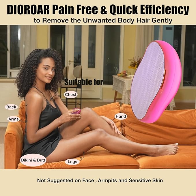 Crystal Hair EraserUpgrade Crystal Hair RemoverPhysical Nano Glass Hair Removal DevicePainless Epilator and Exfoliator Without Shaver for Quick Soft Silky Skin(Hot Pink)