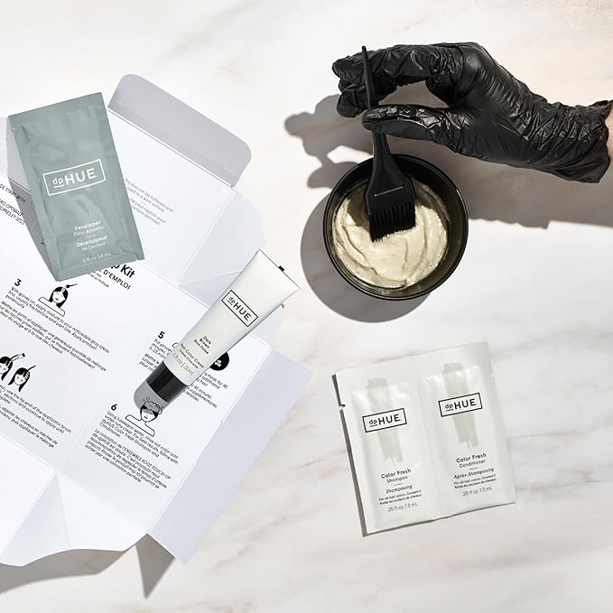 dpHUE Root Touch-Up Kit Dark Brown - Permanent Hair Color for Gray Coverage - Includes Two Applications - Paraben SLS &amp SLES Sulfate Free - Leaping Bunny Certified