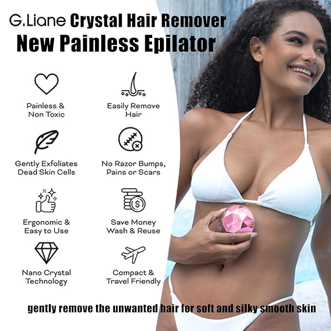 Crystal Hair EraserPainless Nano Hair Remover ExfoliationGentle and Efficient Glass Hair Removal Device Without WaxingNatural Epilator for Women and Men(Rose Pink)