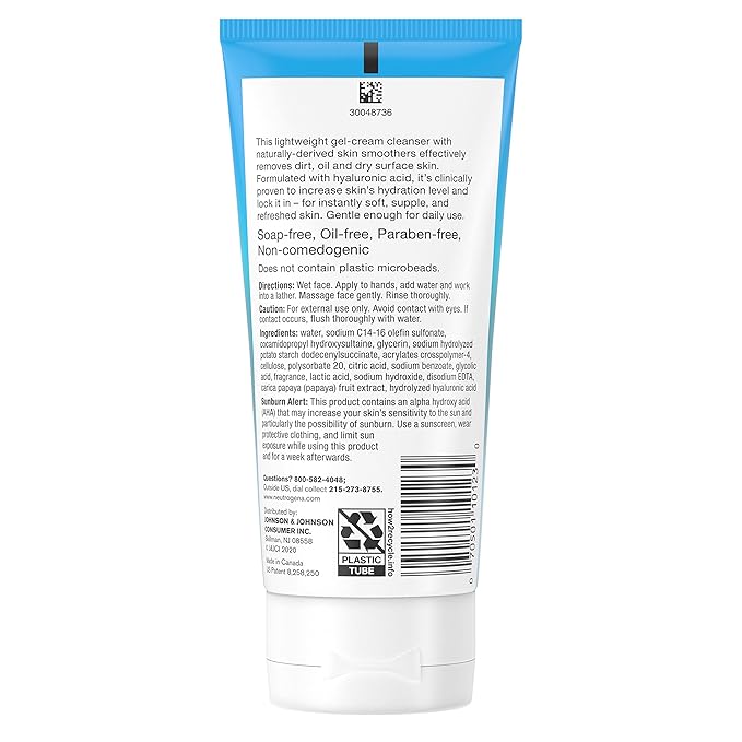 Neutrogena Hydro Boost Gentle Exfoliating Daily Facial Cleanser with Hyaluronic Acid Clinically Proven to Increase Skin's Hydration Level Non-Comedogenic Oil- Soap- &amp Paraben-Free 5 Oz 3 Pack