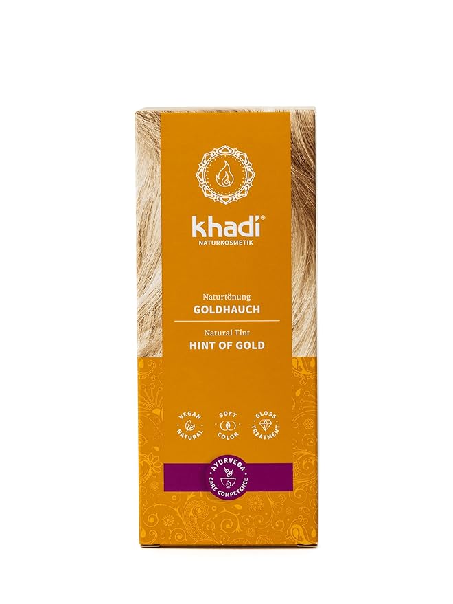 khadi HINT OF GOLD Natural Hair Color - Hair Color for shiny golden shimmer golden blonde to brilliant copper - 100% herbal &amp natural - 3.5 oz
