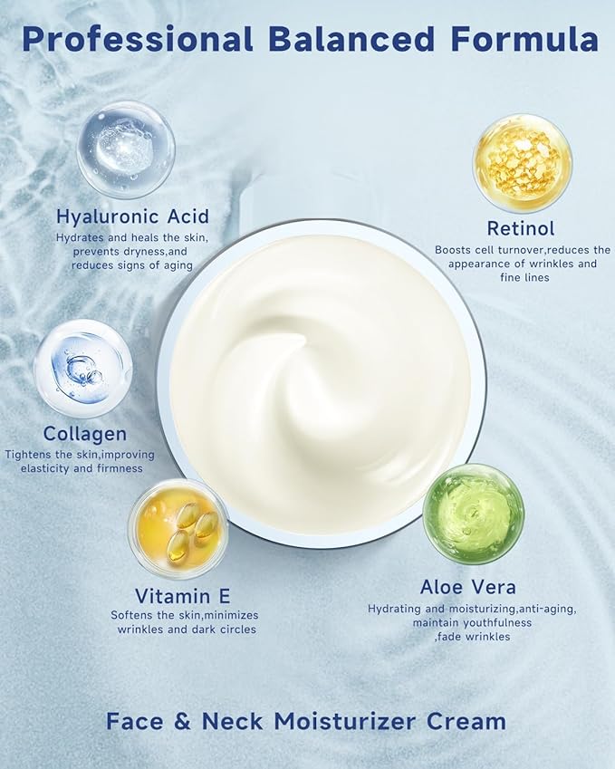 Retinol Cream for Face Collagen Neck Creams for Tightening and Firming Anti Aging Day &amp Night Facial Moisturizer for Women &amp Men Instant Face Lift Wrinkle Cream 1.7 fl. oz with Vitamin C Se
