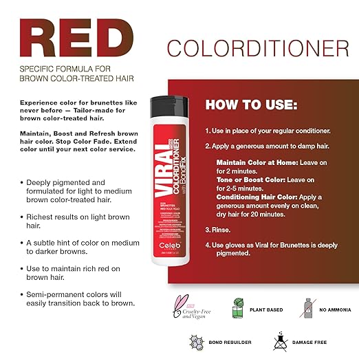 Celeb Luxury Color Depositing Conditioner - Color Refresher with Bondfix Bond Rebuilder Viral and Gem Lites Pairs with Colorwash