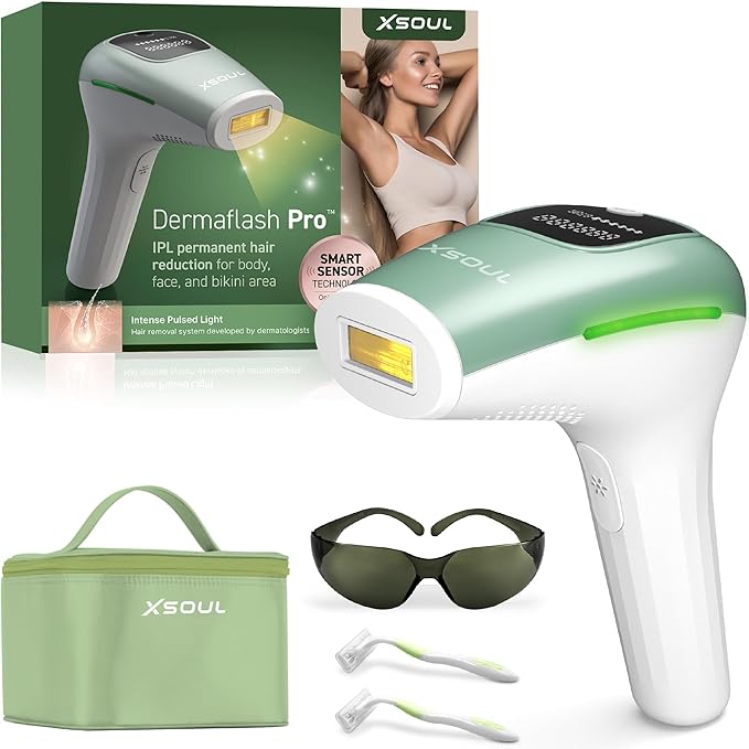 IPL Laser Hair Removal Painless Hair Remover for Women &amp Men Ideal for Armpits Legs Face &amp Bikini At-Home Long-Lasting Hair Reduction