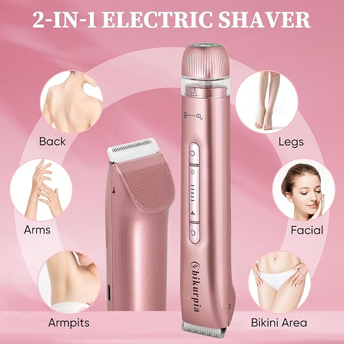 Bikini Trimmer for Women ? 2-in-1 Replaceable Women's Facial Razor Ceramic BladeIntimate Area Hair Remover Facial &amp Body Hair Remover