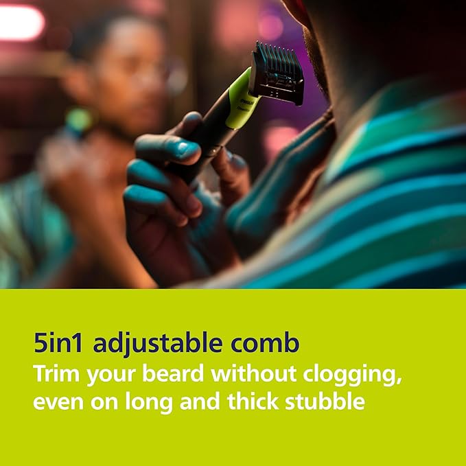 Norelco Philips OneBlade 360 with Connectivity Hybrid Face Electric Beard Trimmer and Shaver with 360 Blade Technology 1x360 Blade for Face 5in1 Adjustable Comb Model QP4530/90