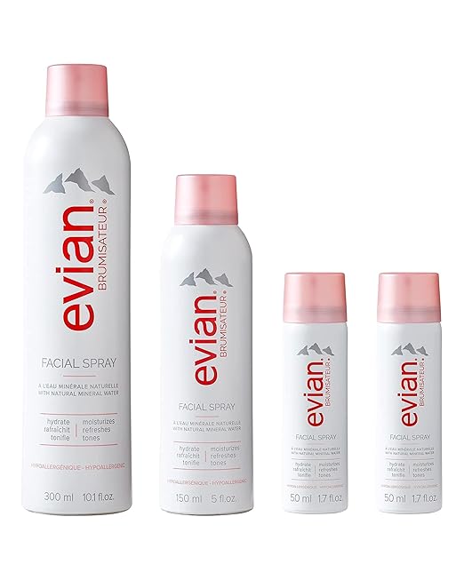 BRUMISATEUR Evian Facial Spray 24/7 Kit - Hydrating Mineral Water Mist for Face &amp Skin - Refreshes Makeup Sets &amp Tones - Travel-Friendly Sizes for Daily Moisture Boost