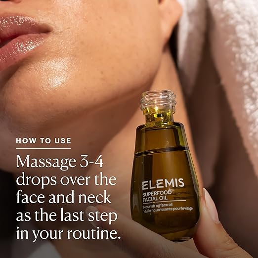 ELEMIS Superfood Facial Oil - Antioxidant-Rich Nourishing Serum Radiance-Enhancing Lightweight Skin Elixir Hydration Booster Non-Greasy Botanical Blend - 15ml
