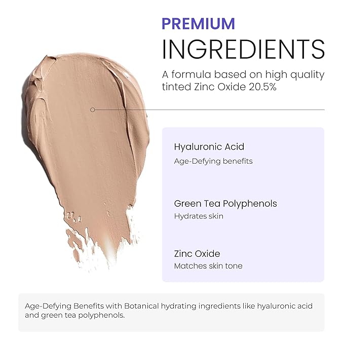 Blur It Up Tinted Sunscreen for Face Daily Mineral Sunscreen with Zinc Oxide - Makeup Primer - Hydrating Sun Skin Care by NOVA DERM INSTITUTE Made in USA (1.7 fl oz)