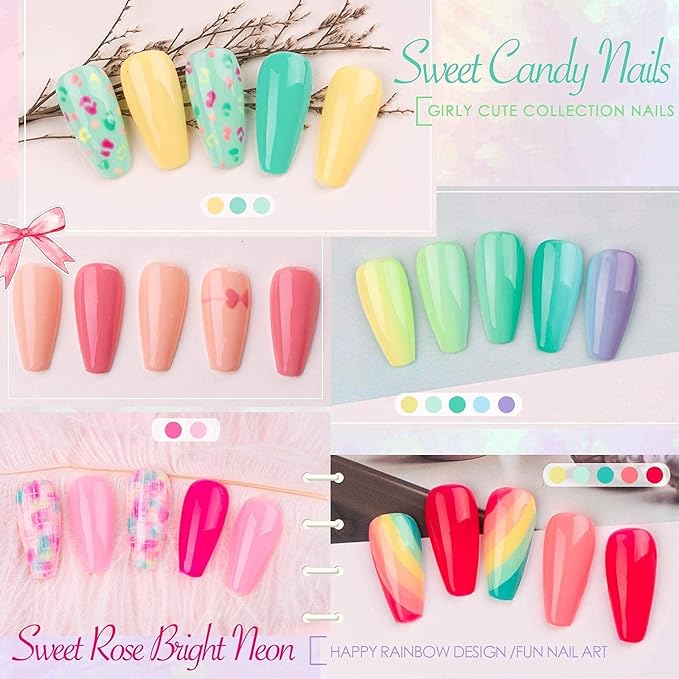 Gellen Gel Nail Polish Kit with U V LED Light 72W Nail Dryer 12 Gel Nail Polish Colors No Wipe Top Base Coat Nail Art Decorations Manicure Tools All-In-One Manicure Kit Colorful Rainbow