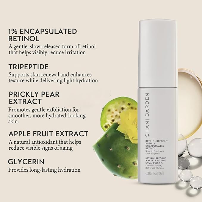 SHANI DARDEN SKIN CARE Retinol Reform with 1% Encapsulated Retinol Serum for Face &amp Neck Gentle Slow-Release Retinol Face Serum with Tripeptide for Wrinkles Fine Lines &amp Uneven Tone 0.3 fl