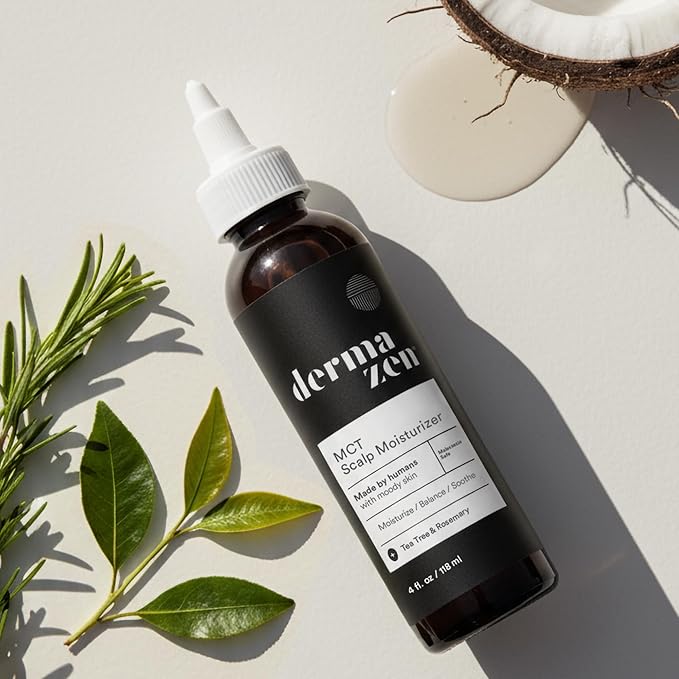 Dermazen Malassezia-Safe MCT Scalp Moisturizer for Men &amp Women - Natural Treatment for Dry Flaky Scalp | Tea Tree &amp Rosemary Essential Oils for Hydration Itch Relief &amp Hair Growth Suppor