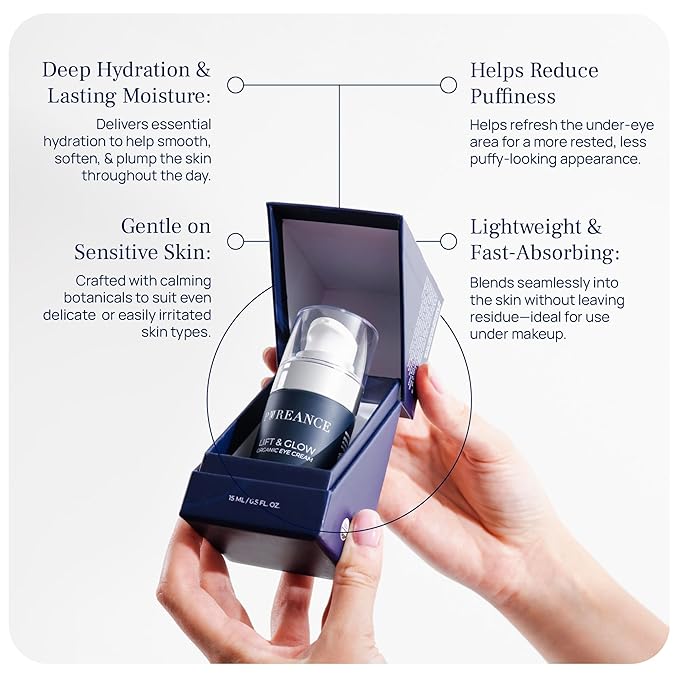 Lift &amp Glow Organic Eye Cream for Dark Circles and Puffiness - Anti Aging Eye Cream for Wrinkles - Reduces Dark Circles and Under Eye Bags - With Kakadu Plum Coconut Oil Spirulina &amp More - 0