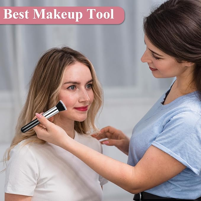 20 Pcs Flat Top Foundation Brush Makeup Brushes Blush Brush Liquid Foundation Brush for Liquid Cream Powder Blending Buffing Stippling Face Makeup Tool