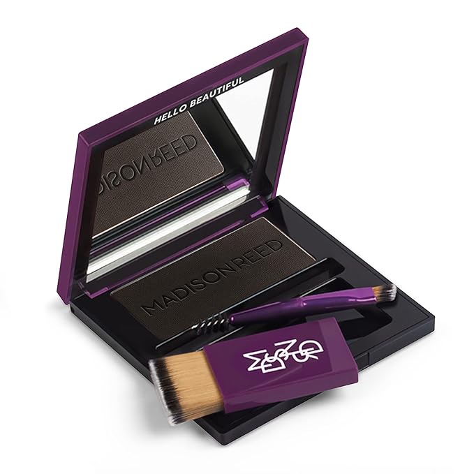 Madison Reed Root Touch Up + Brow Filler Legno Black Instant Gray Coverage Fills in Brows &amp Thinning Hairlines Temporary Concealing Powder 0.13 oz (60 uses)