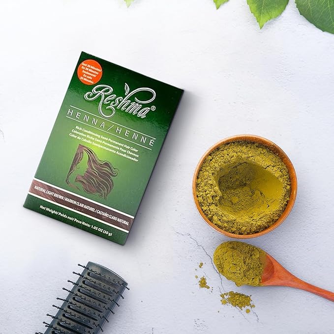 Reshma Beauty 30 Minute Henna Hair Color Infused with Organic Henna Lawsonia Inermis 100% Gray Coverage for Soft Shiny Hair Plant-Based Hair Dye?12.6 oz Pack of 12 (Light Brown)