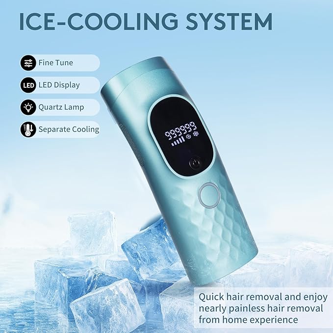 Laser Hair Removal for Women and Men - Permanent Painless Ice Cooling IPL Device Remover Machine with Shaver Goggles 999999 Flashes for Body and Face Corded