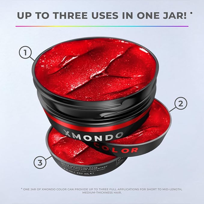 XMONDO Color Super Red Depositing Mask &amp Semi-Permanent Red Hair Dye | Infused with Bond Boosting Technology &amp Hyaluronic Acid for Nourishment Revitalization &amp Repair Vegan Formula 8 Fl