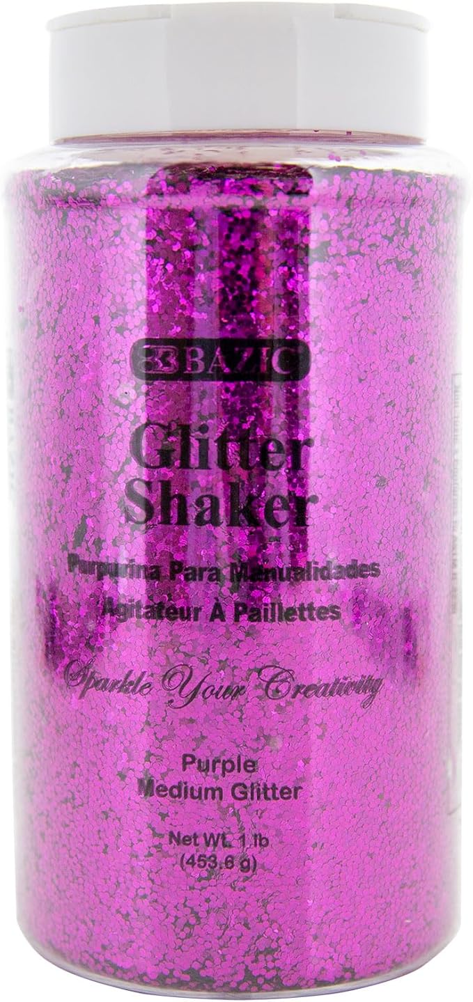 BAZIC Products Glitter Shaker 1 LB Purple Color Sparkling Powder in Large Jar for Slime Paints Crafts Nail Art Polish Skin Halloween Party 1-Pack