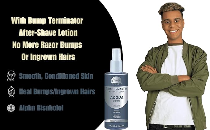 BREEJ Fragranced Anti-Bump Anti-Ingrown Hairs Aftershave Lotion for Smooth Bump Free Skin 4 Oz (ACQUA DI BREEJ PA300)